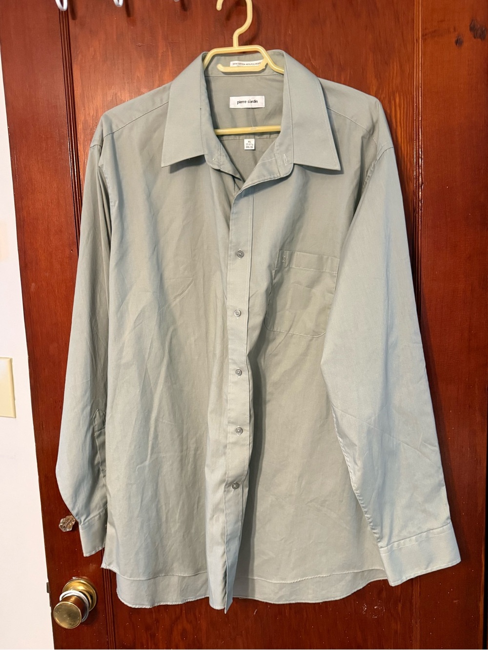 Pierre Cardin Men's Light Sage Green Button-Down Dress Shirt
